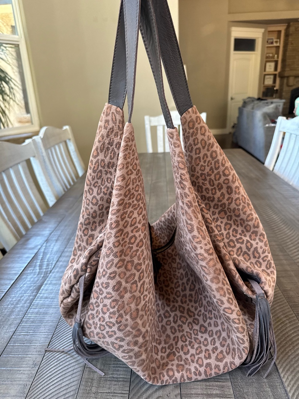 Idea77 Leopard Print Slouchy Hobo Oversized Tote Bag - Shoulder Bag - Picture 6 of 16